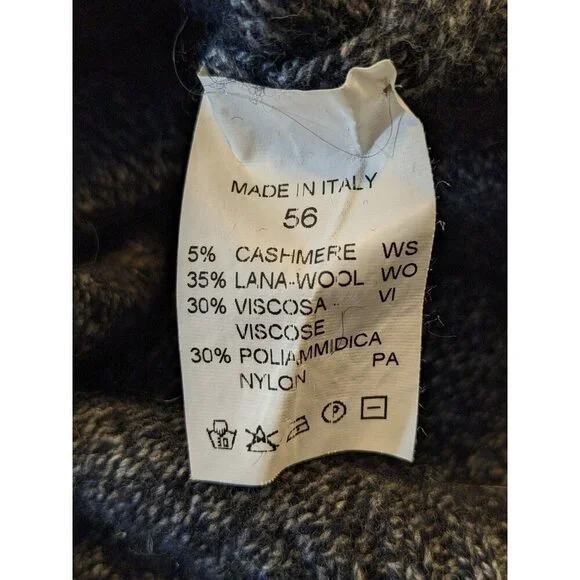 Mario Valentino Italy Wool Cashmere Sweater Mens US XL Gray Mock Neck Designer - Picture 5 of 5